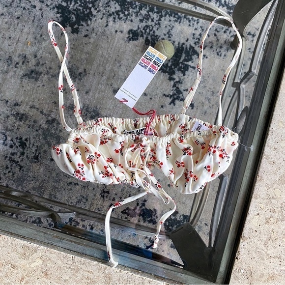 Ciao Lucia Top Guida Bralette Floral Cropped Ruched Crepe Beach Jardin XS NWT - Picture 2 of 6